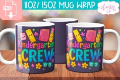 Kindergarten crew mug Wrap PNG, kindergarten teacher mug png Product Image 1
