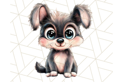 Cute Puppy Clipart, Adorable Dog PNG, Kawaii Watercolor Pup Product Image 2