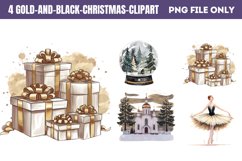 Gold and Black Christmas Clipart PNG Product Image 1