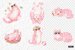 Summer Cute Cat Clipart - Summer Animals PNG Product Image 1