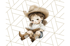 Cowgirl Baby Clipart PNG, Cute Toddler Western Outfit Art Product Image 2