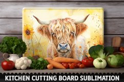 Highland Cow With Sunflowers Cutting Board Product Image 1