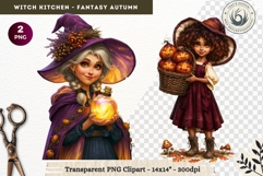 Autumnal Witch Kitchen Clipart cozy Fall PNG sublimation Product Image 1