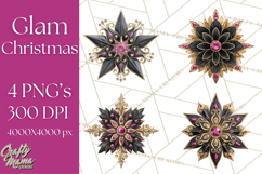 Pink and Black Glam Christmas PNG Clipart Product Image 1