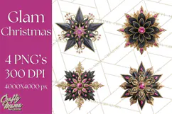Pink and Black Glam Christmas PNG Clipart Product Image 1
