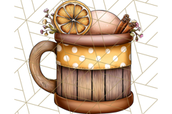 Fall Drink Clipart PNG, Cozy Autumn Cocoa and Latte Art Product Image 2