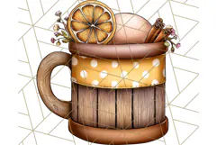 Fall Drink Clipart PNG, Cozy Autumn Cocoa and Latte Art Product Image 2