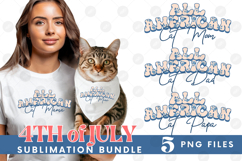 American Cat Mama Papa 4th of July USA Paw DTF PNG Bundle Product Image 1