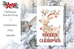 Cartoon Christmas Deer Garden Flag Sublimation Product Image 1