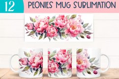 Watercolor peony mug wraps for Sublimation BUNDLE PNG Product Image 12