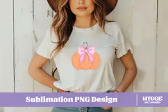 Coquette Girly Halloween Pumpkin Pink Bow Clipart PNG DTF Product Image 2
