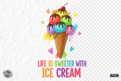 Watercolor Summer Ice Creams Clipart Product Image 1