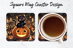 Halloween Cat Mug coaster | Coaster | Sublimation Design Product Image 1