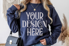 Navy Gildan 18000 Mockup, Sweatshirt Crewneck Mockups Product Image 1