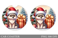 Wolf Car Coaster Sublimation. Christmas Car Coaster Design Product Image 1