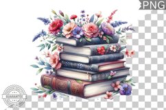Books Flowers Sublimation- Clipart PNG Design Product Image 1