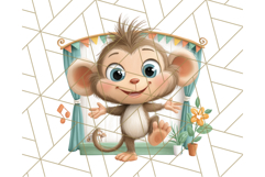 Zoo Monkeys Clipart, Cute Cartoon Jungle Monkeys PNG Product Image 2