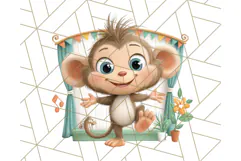 Zoo Monkeys Clipart, Cute Cartoon Jungle Monkeys PNG Product Image 2