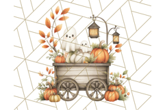 Watercolor Halloween Cottage Clipart, Ghosts &amp; Pumpkins Png Product Image 2