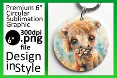 Sweet Animals &amp; Flowers Round Design Keychain PNG Product Image 1