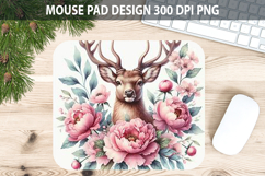 Watercolor Deer Mouse Pad Sublimation - Valentines PNG Product Image 1