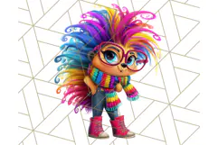 Funky Safari Animals PNG Clipart With Rainbow Hair, Cute Png Product Image 2