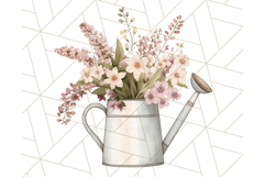 Watering Can Flowers PNG, Rustic Floral Watercolor Clipart Product Image 3