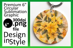 Bright Floral Circle Keychain Round Design Sublimation Product Image 1