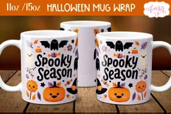 Spooky season mug wrap PNG for sublimation, Halloween mug Product Image 2