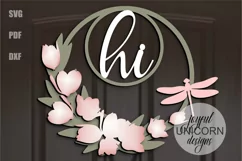 Spring Wreath Sign SVG | Tulip Door Wreath | Laser Cut File Product Image 2