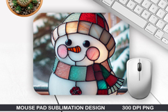 Snowman Mouse Pad Sublimation, Christmas Mouse Pad PNG Product Image 1