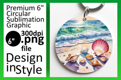 Dynamic Keychain Circle Design Template , Summer Beach Product Image 1