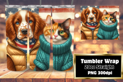 EXQUISITE 20oz Tumbler PNG Template , Dog and cat Product Image 1