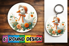 Bright Circle Sublimation Keychain PNG, Goose Product Image 1