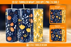 Flowers Tumbler Wrap Designs, Sublimation Wrap Product Image 1