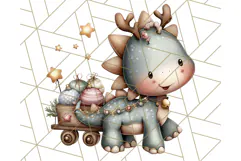 Christmas Dinosaur Party Png, Dino Clipart PNG Product Image 2