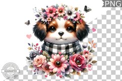Dog With Flowers Sublimation - Clipart PNG Design Product Image 1