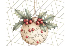 Vintage Christmas Ornaments and Presents PNG Holiday Clipart Product Image 2