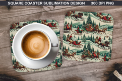 Christmas Coaster Sublimation, Christmas Coaster PNG Design Product Image 1