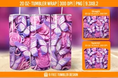 3D Cute Butterfly Tumbler Wrap Designs, Sublimation Wrap Product Image 1