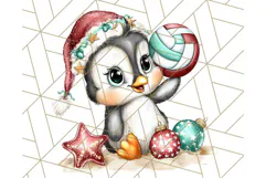 Christmas Penguins The Beach Clipart PNG, Tropical Holiday Product Image 2