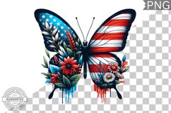 4Th Of July Flora Butterfly - Sublimation 4th of July PNG Product Image 1