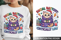 Social Battery Sublimation Design - Funny Skeleton PNG Product Image 1