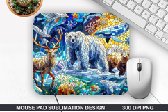 Bear Mouse Pad Sublimation, Christmas Mouse Pad PNG Product Image 1