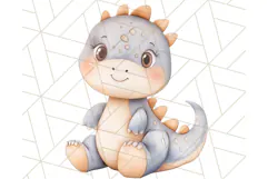Cute Pastel Dinosaur Clipart PNG for Nursery Art, Baby Decor Product Image 2