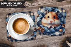 Hamster, Pets &amp; Animals, Buffalo Plaid Square Coaster PNG Product Image 1