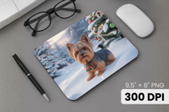 Winter Dog Christmas PNG, Icy Tree Mouse Pad Design Product Image 1