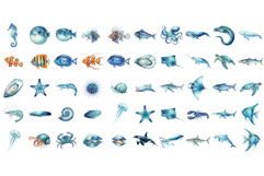 Watercolor Sea Life Clipart Product Image 8