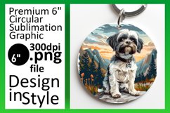 Cute Canine Adventure Circle Design Sublimation Keychain Product Image 1