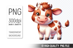 Cow Clipart PNG, Farm Animals Clipart, Rustic Farm Art Product Image 1